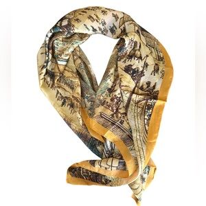 Chinese landscape silky scarf